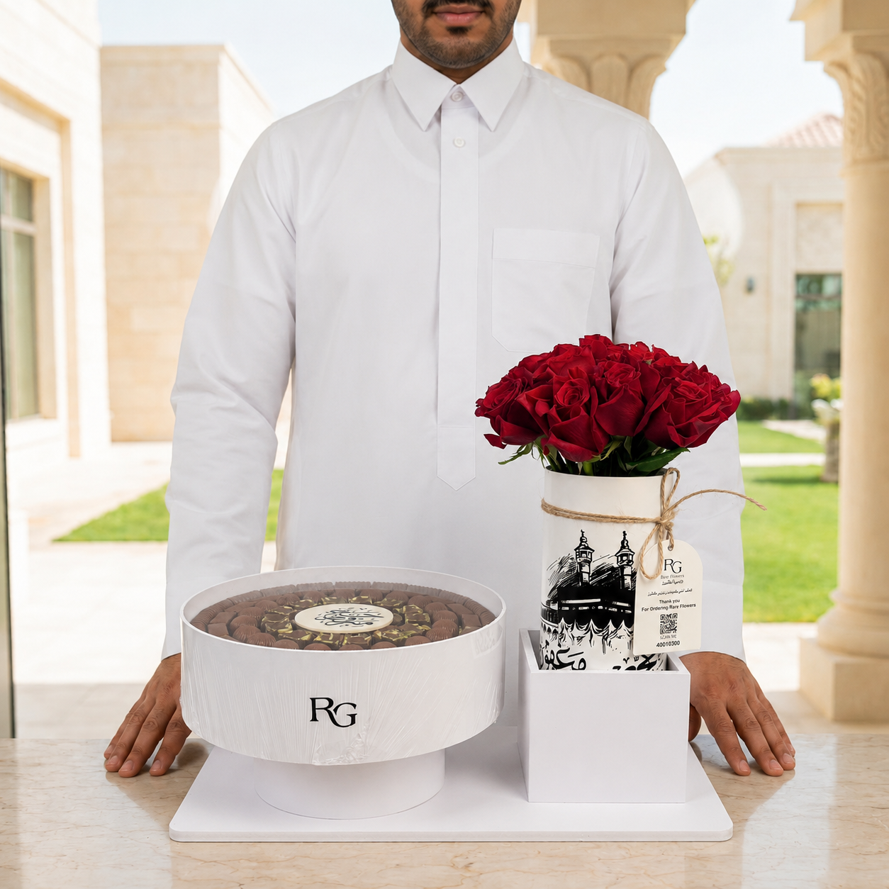 فازة ورد مع شوكولاته رقم.28108