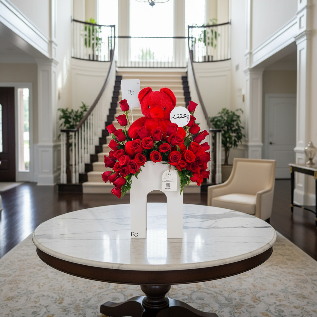 بوكس ورد مع دبدوب رقم.20204