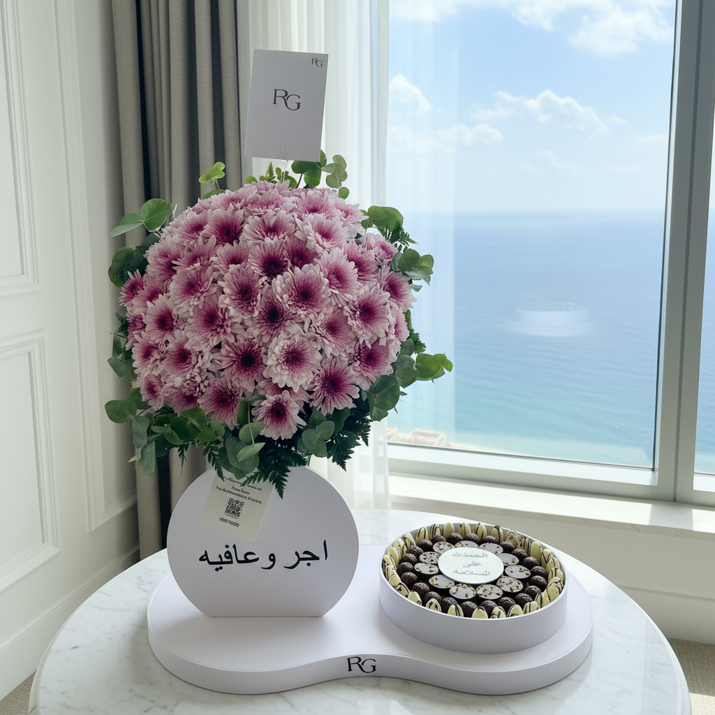 فازة ورد مع شوكولاته رقم.20044