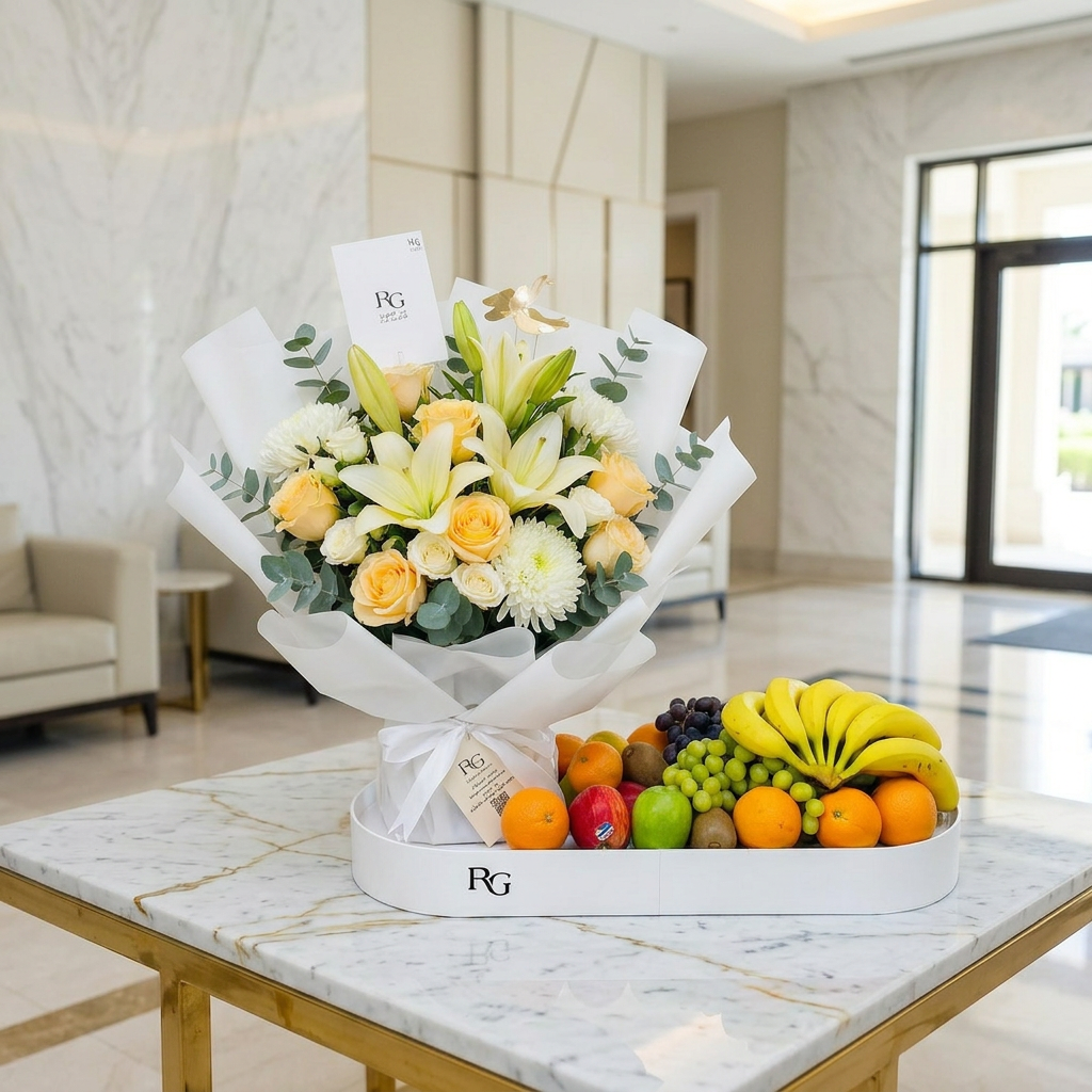 باقة ورد مع فواكه رقم.27414