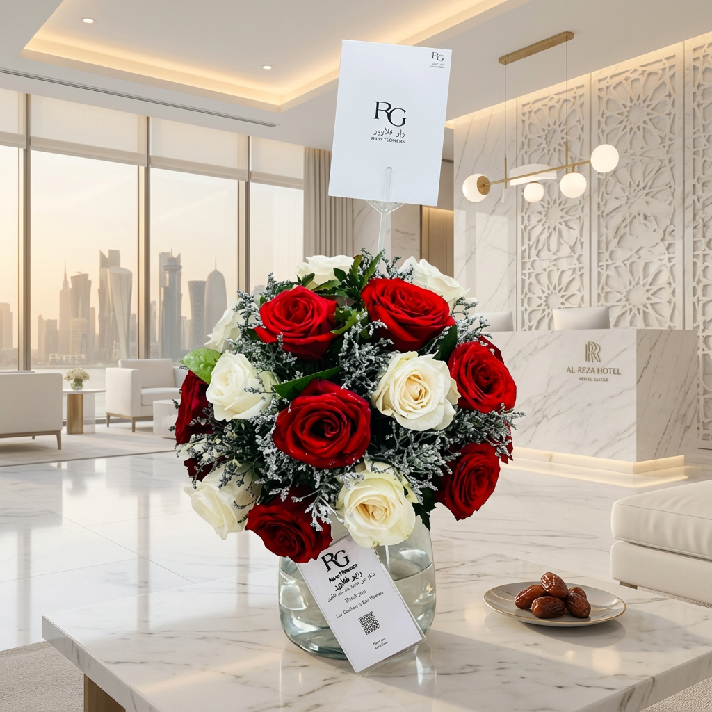 فازة ورد أبيض و أحمر رقم.7783