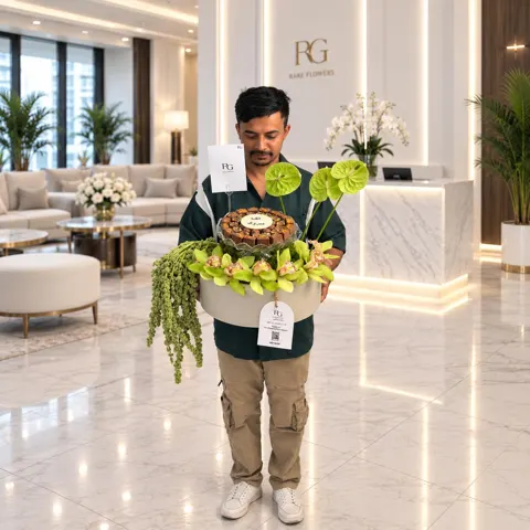 فازة ورد مع شوكولاته رقم.34248