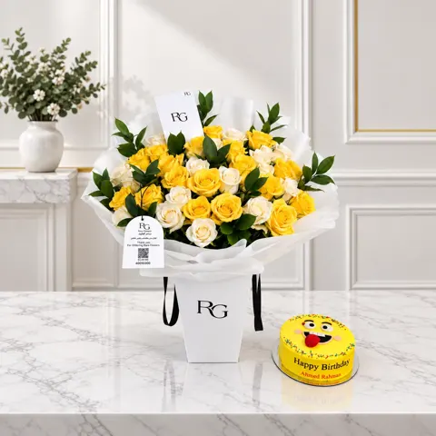 باقة ورد مع كيك رقم.34358