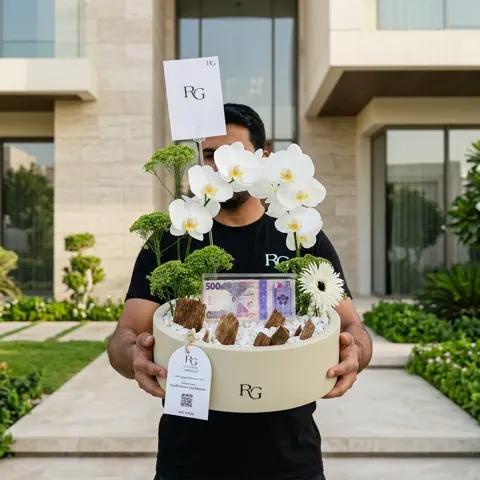 فازة ورد مع فلوس و عود رقم.22554