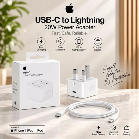 محول طاقة Apple USB-C بقوة 20 واط مع كابل USB-C إلى Lightning بطول 2 متر رقم.29622