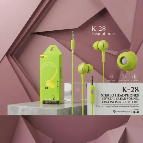 سماعات رأس عالية الجودة K28 باللون الأخضر رقم.27047