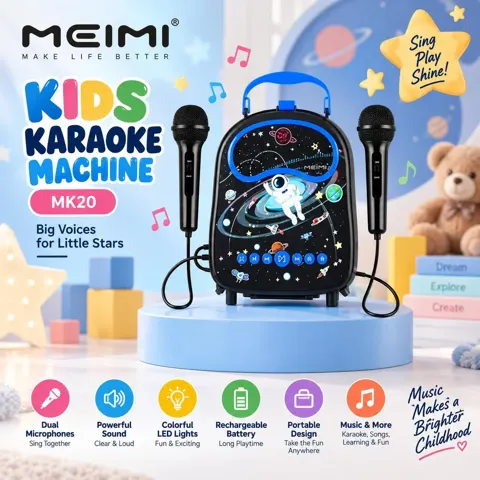 MEIMI آلة كاريوكي للأطفال مع ميكروفونين -MK20 رقم.28755