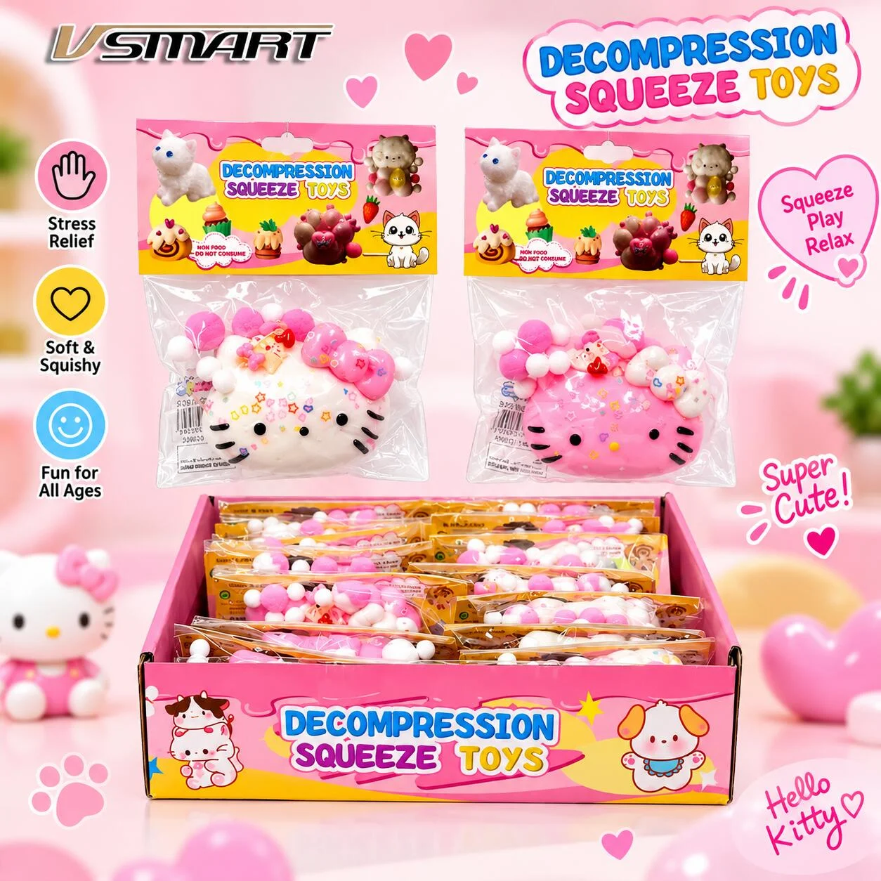 لعبة تخفيف التوتر والضغط على شكل هلو كيتي من في-سمارت 1pc رقم.33437