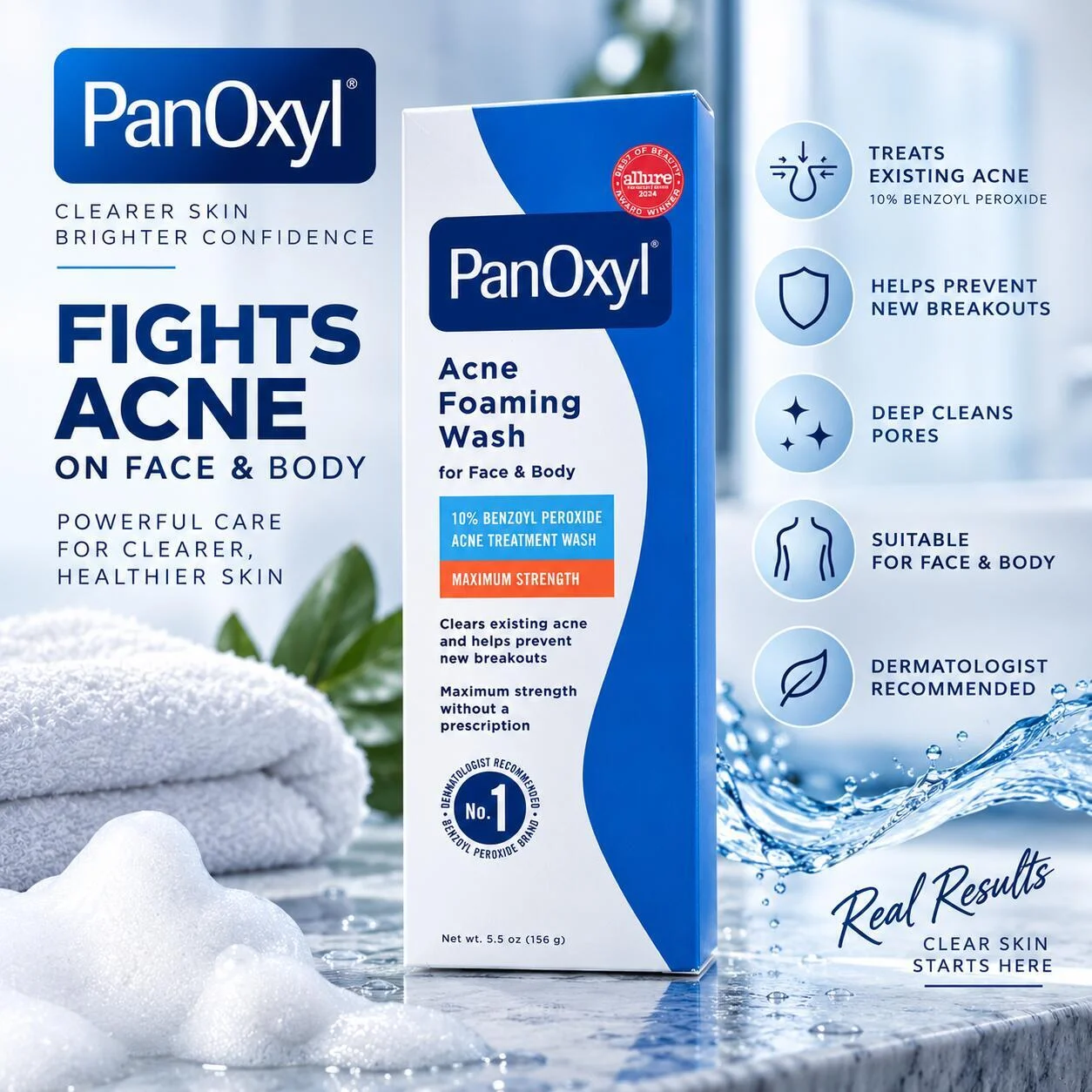 غسول بان أوكسيل الرغوي لعلاج حب الشباب للوجه والجسم 156 جرام رقم.29575