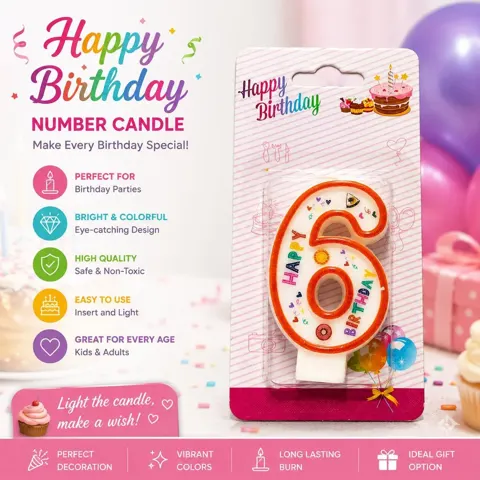 شمعة عيد ميلاد رقم 6 - 1404-1 رقم.26860
